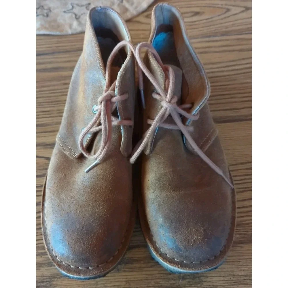 UGG Chestnut Brown Leather‎ Lace Up Ankle BOOTS Distressed 7.5 Mens